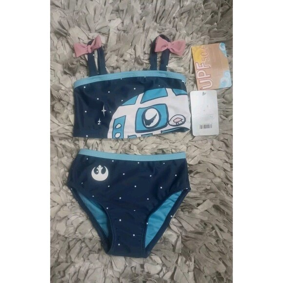Disney Other - NWT Disney Store Star Wars R2-D2 Girls Two Piece Swimsuit Pink Bows Droid Size 3